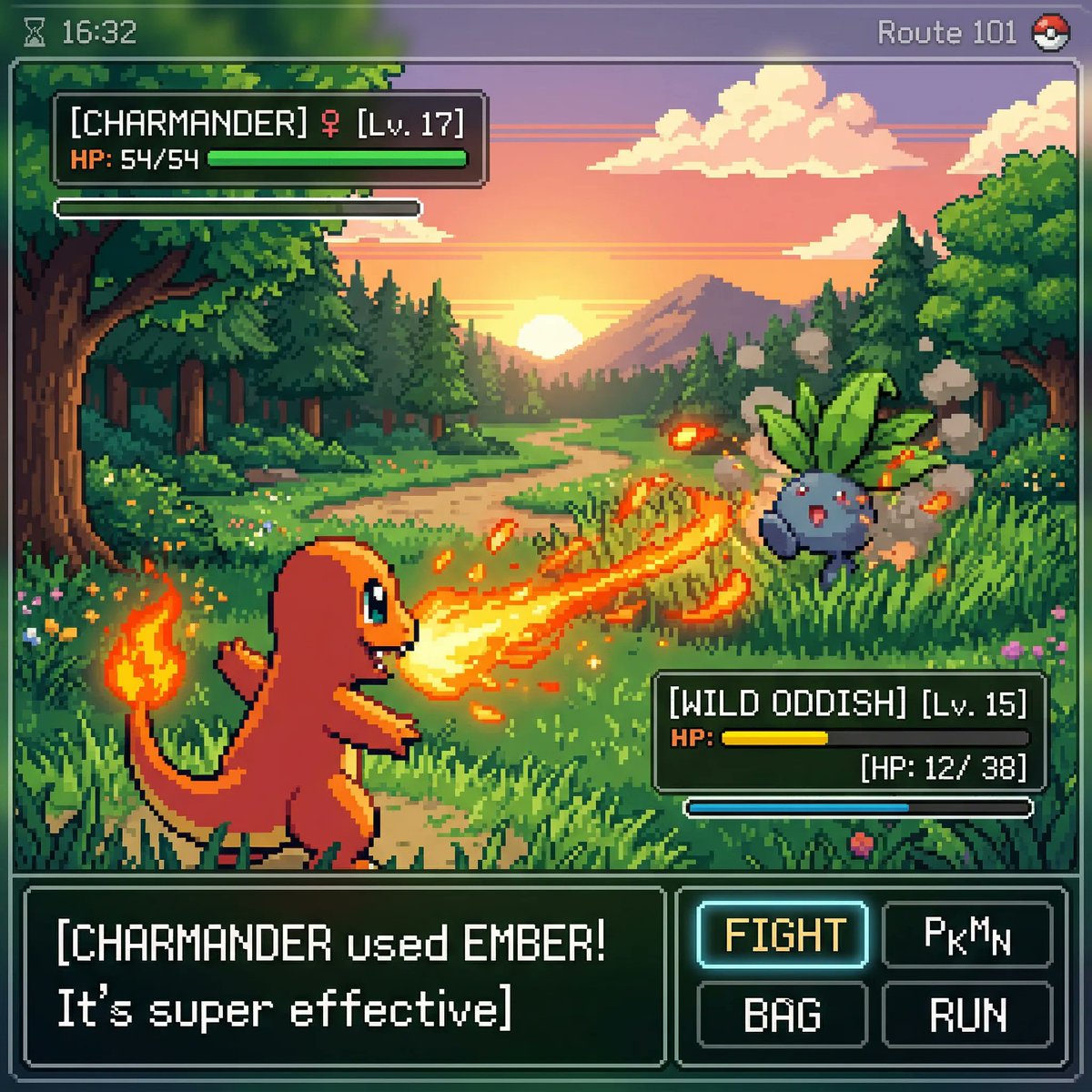 inspired by a classic pokemon gameboy screenshot but it's highly detailed beaut...