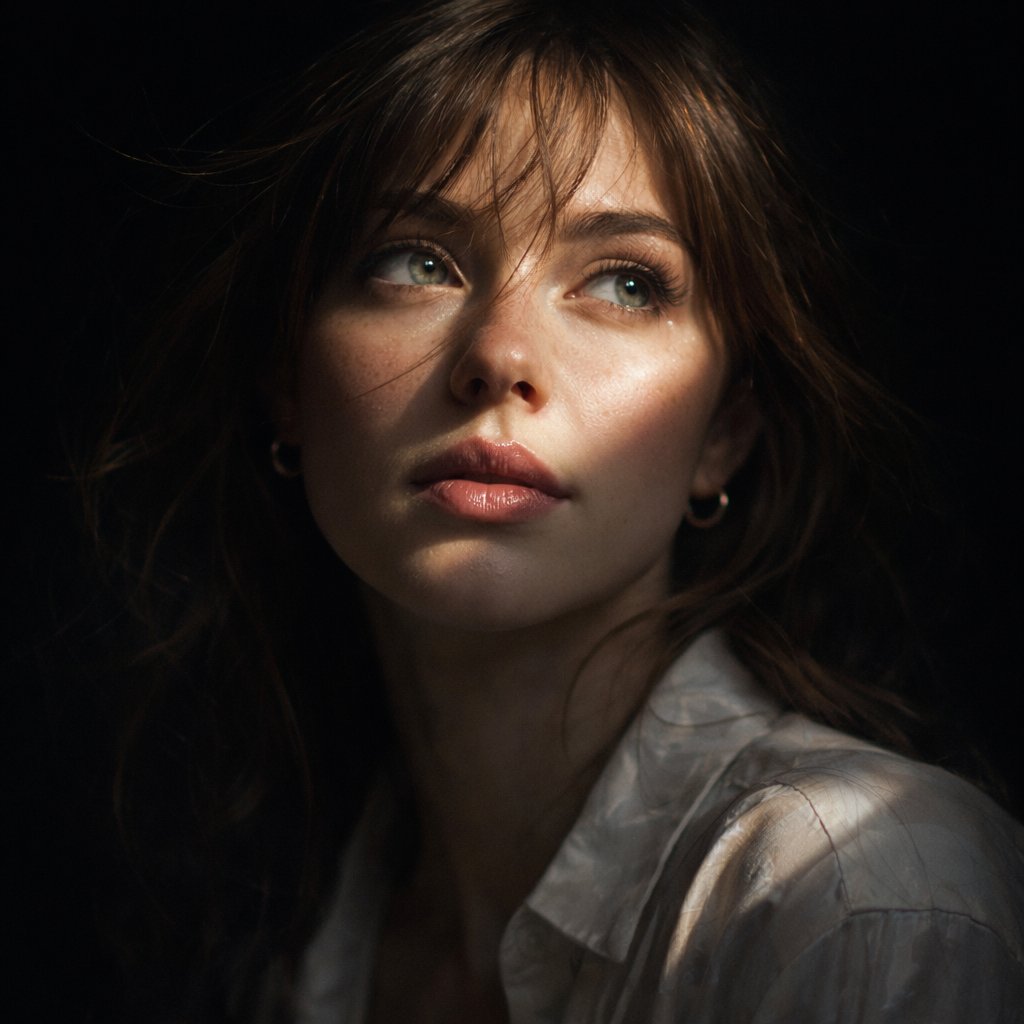 Hyper realistic cinematic Create an 8k close up portrait of a beautiful woman w...