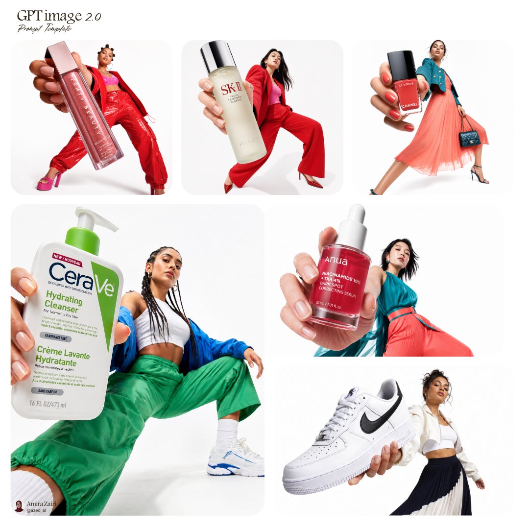 Low angle fashion campaign photograph of a confident model holding a large very...