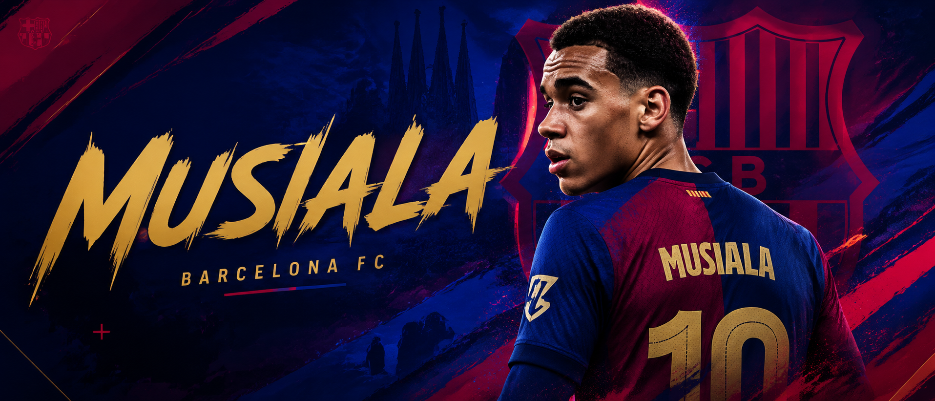 Make an art a design of Musiala as a player for Barca level