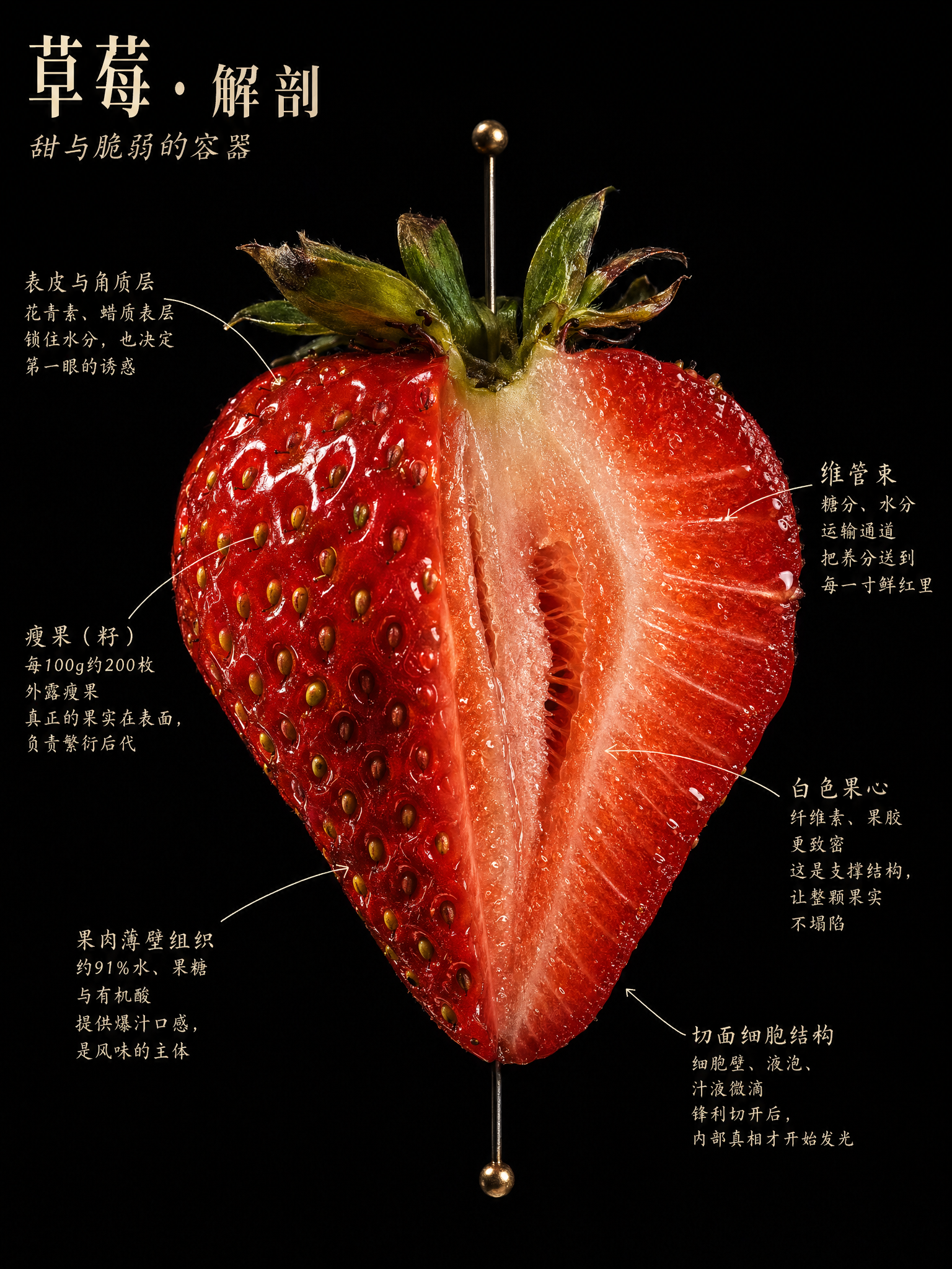一颗/一块/一枚【草莓】,以博物学大师发现野外标本的方式解剖。